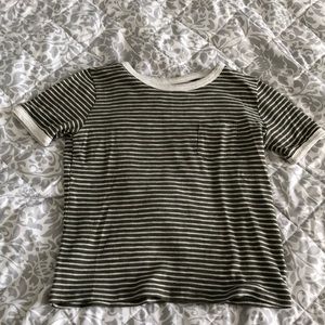 Green striped short sleeve t-shirt